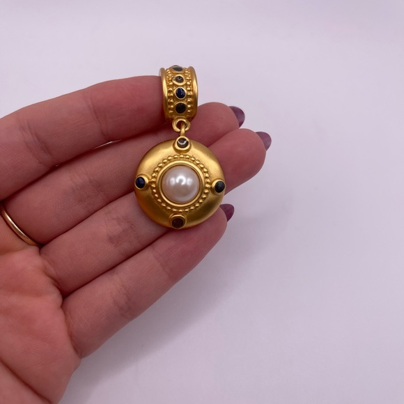 Anne Klein Enamel and Faux Pearl Pendant - Picture 1 of 3